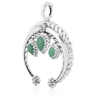 Southwest Spirit® Sterling Silver Green Turquoise 3-Stone Naja Pendant