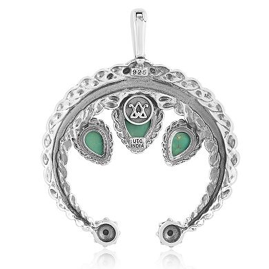 Southwest Spirit® Sterling Silver Green Turquoise 3-Stone Naja Pendant