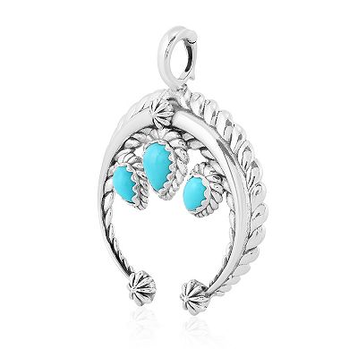 Southwest Spirit Sterling Silver Turquoise 3-Stone Naja Pendant