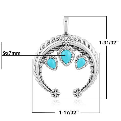 Southwest Spirit Sterling Silver Turquoise 3-Stone Naja Pendant
