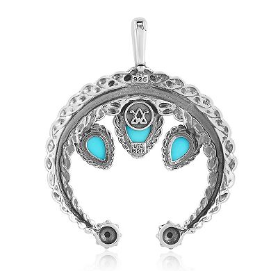 Southwest Spirit Sterling Silver Turquoise 3-Stone Naja Pendant