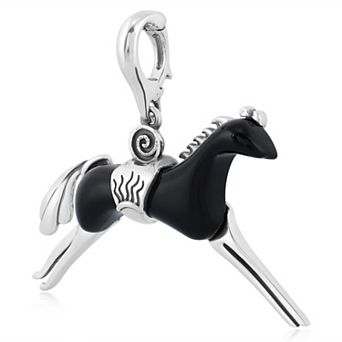 Southwest Spirit® Sterling Silver Black Agate Spirit Horse Pendant