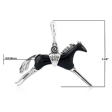 Southwest Spirit® Sterling Silver Black Agate Spirit Horse Pendant