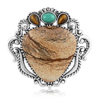 Southwest Spirit® Sterling Silver Multi Decorated Gemstone Pendant