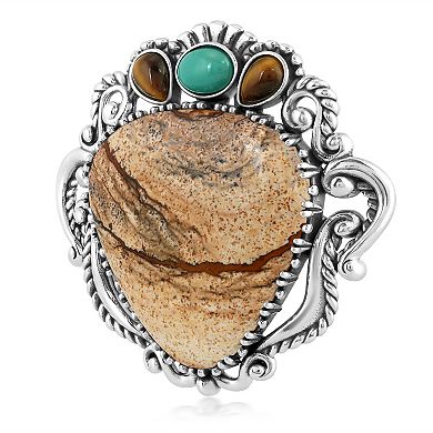 Southwest Spirit® Sterling Silver Multi Decorated Gemstone Pendant