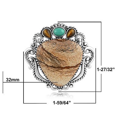 Southwest Spirit® Sterling Silver Multi Decorated Gemstone Pendant