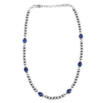 Southwest Spirit® Sterling Silver Lapis Lazuli Beaded Necklace