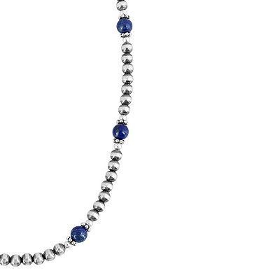 Southwest Spirit Sterling Silver Lapis Lazuli Beaded Necklace