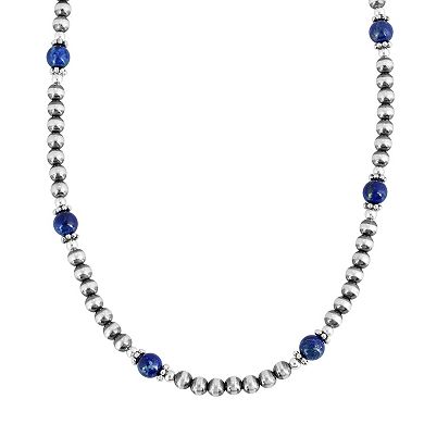 Southwest Spirit Sterling Silver Lapis Lazuli Beaded Necklace