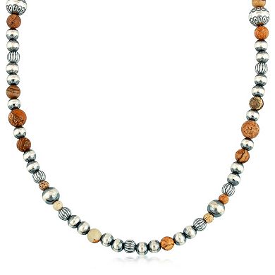Southwest Spirit Sterling Silver Jasper Beaded Necklace