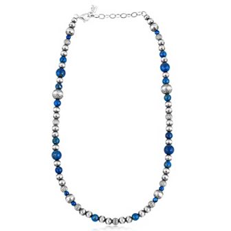 Southwest Spirit® Sterling Silver Graduated Lapis Lazuli Beaded Necklace