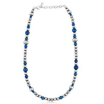 Southwest Spirit® Sterling Silver Graduated Lapis Lazuli Beaded Necklace