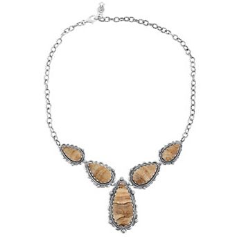 Southwest Spirit® Sterling Silver Jasper Squash Blossom Necklace