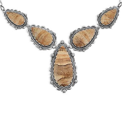 Southwest Spirit Sterling Silver Jasper Squash Blossom Necklace