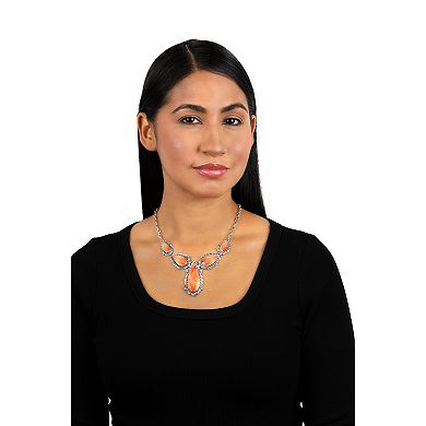 Southwest Spirit Sterling Silver Spiny Oyster Squash Blossom Necklace with Domed Shells