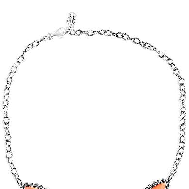 Southwest Spirit Sterling Silver Spiny Oyster Squash Blossom Necklace with Domed Shells