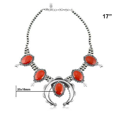 Southwest Spirit Sterling Silver Spiny Oyster Squash Blossom Necklace with Smooth Finish