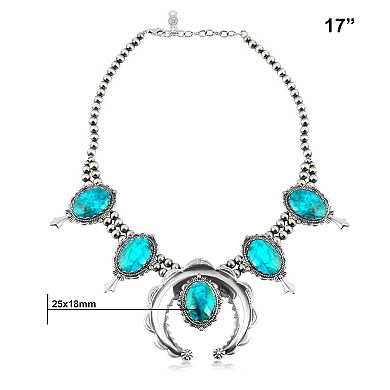 Southwest Spirit Sterling Silver Chrysocolla Squash Blossom Necklace