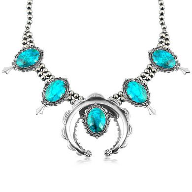 Southwest Spirit Sterling Silver Chrysocolla Squash Blossom Necklace