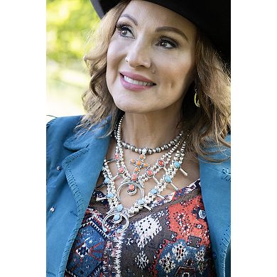 Southwest Spirit Sterling Silver Teardrop Turquoise Squash Blossom Necklace