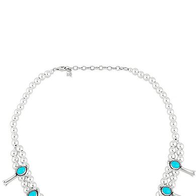 Southwest Spirit Sterling Silver Teardrop Turquoise Squash Blossom Necklace