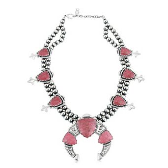 Southwest Spirit® Sterling Silver Rhodonite Squash Blossom Necklace