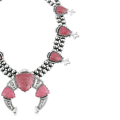 Southwest Spirit Sterling Silver Rhodonite Squash Blossom Necklace