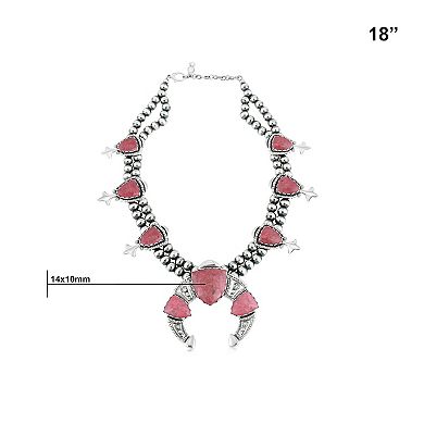 Southwest Spirit Sterling Silver Rhodonite Squash Blossom Necklace