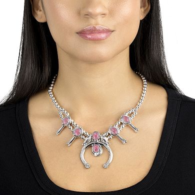 Southwest Spirit® Sterling Silver Rhodonite Squash Blossom Necklace