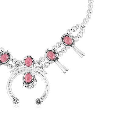 Southwest Spirit® Sterling Silver Rhodonite Squash Blossom Necklace