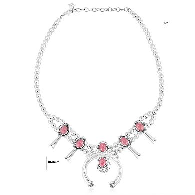 Southwest Spirit® Sterling Silver Rhodonite Squash Blossom Necklace