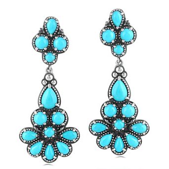 Southwest Spirit® Sterling Silver Turquoise Flower Earrings