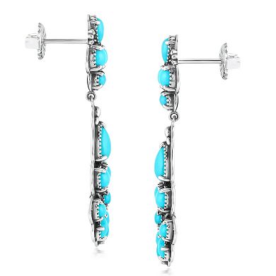 Southwest Spirit Sterling Silver Turquoise Flower Earrings