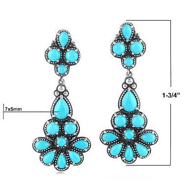 Southwest Spirit Sterling Silver Turquoise Flower Earrings