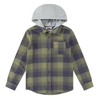 Boys 8-20 Levi's® Hooded Plaid Flannel Shacket
