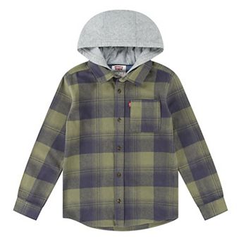 Boys 8-20 Levi's® Hooded Plaid Flannel Shacket