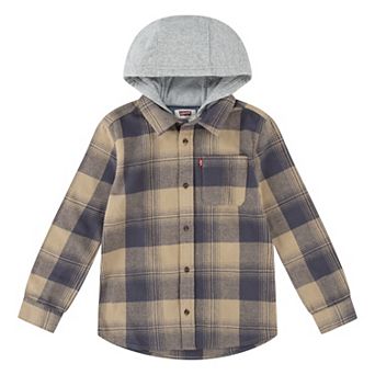 Boys 8-20 Levi's® Hooded Plaid Flannel Shacket