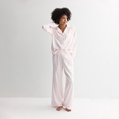 Women's Sonoma Goods For Life Woven Notch 2-pc. Pajama Top & Pajama Bottoms Set