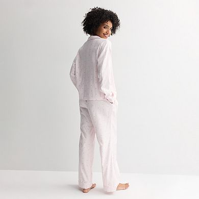 Women's Sonoma Goods For Life Woven Notch 2-pc. Pajama Top & Pajama Bottoms Set