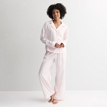 Women's Sonoma Goods For Life® Woven Notch 2 pc Pajama Top & Pajama Bottoms Set