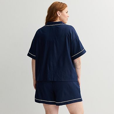 Plus Size Sonoma Goods For Life® 2-pc. Woven Notch Pajama Top & Pajama Shorts Set
