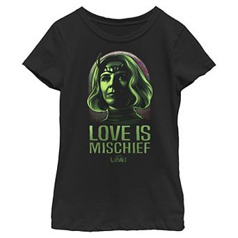 Girls 7-16 Marvel Loki Enchantress Love Is Mischief Graphic Tee