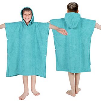Kids SUPERIOR Ultra-Soft Cotton Hooded Poncho Bath Towel