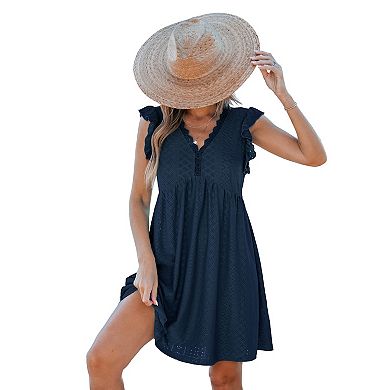 Women's CUPSHE Striped Plunging Dolman Flutter Sleeve Midi Cover-Up Dress