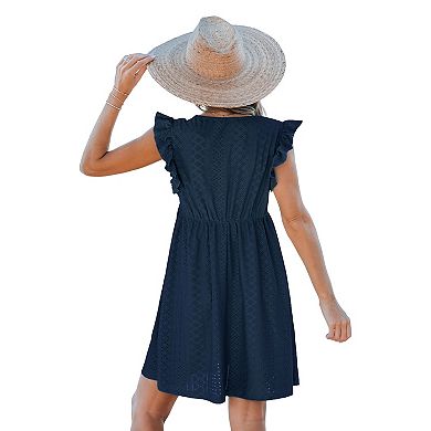 Women's CUPSHE Striped Plunging Dolman Flutter Sleeve Midi Cover-Up Dress