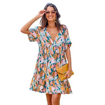 Women's Cupshe Soft Tropics Short Sleeve Mini Dress