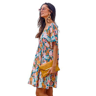 Women's CUPSHE Soft Tropics Short Sleeve Mini Dress