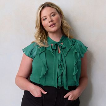 Plus Size LC Lauren Conrad Ruffle Front Tank Top