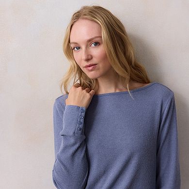 Petite LC Lauren Conrad Long Sleeve Boat Neck Tee