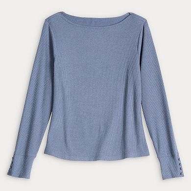 Petite LC Lauren Conrad Long Sleeve Boat Neck Tee